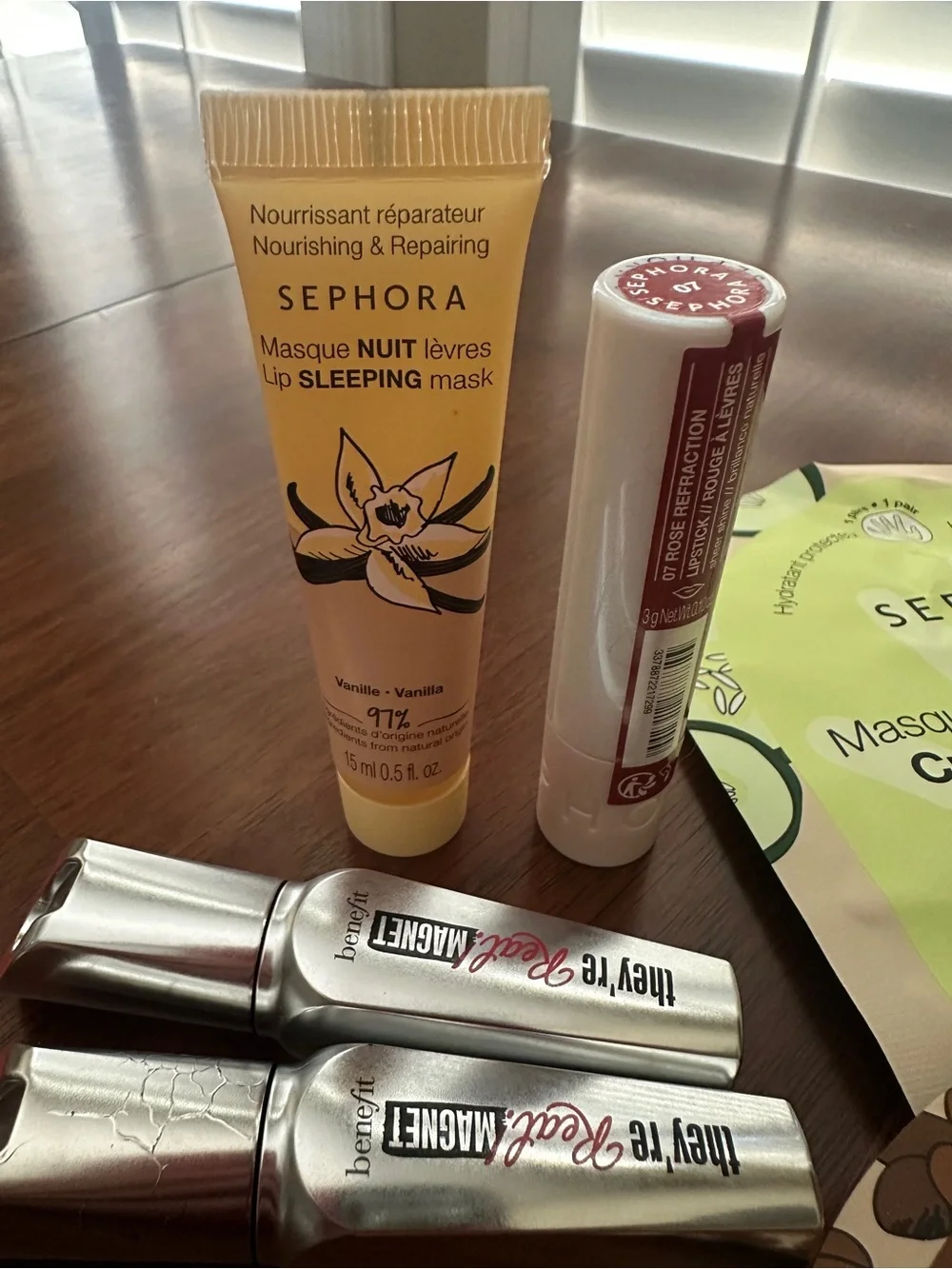 Sephora Cucumber & Caffeine Eye and Hand Mask Set - Benefit Mascara Bundle